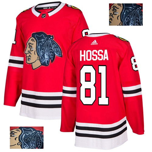 Adidas Blackhawks #81 Marian Hossa Red Home Authentic Fashion Gold Stitched NHL Jersey